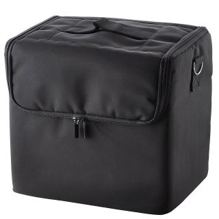   Black Soft Makeup Train Bag Case Pockets Artist Cosmetic Bag w/ Strap