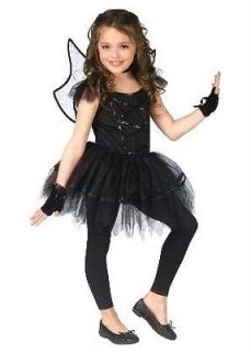 Girls Black BALLERINA FAIRY bat costume dress Size Sm 4 6 L 12 14 