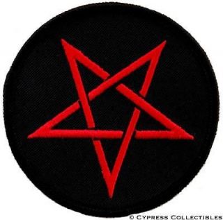 RED PENTAGRAM EVIL MOTORCYCLE BIKER EMBROIDERED PATCH iron on applique 