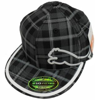 2012 Puma Monoline 210 Fitted Hat   Black Plaid   Select Size!