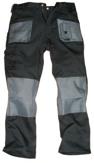   Mens Cargo Combat Work Wear Trousers Pants Knee Pad Pockets Black