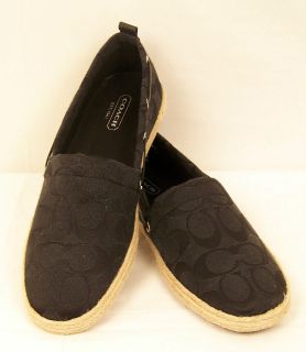 COACH Mellow Signature C Black Espadrille/Loa​fer Flats Womens Shoes 