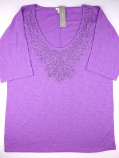 Nwt New Womens Lace Necklace Tee Top J Crew Size Medium Large Free 