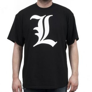 Death Note Letter L (Black) Mens T Shirt