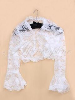 Party Womens Sexy Lace Open Front Bell Sleeve Lace Bolero Shrug Top 