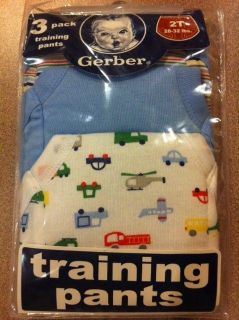NEW Gerber 3 Pack Boys or Girls TRAINING PANTS 2T 3T Blue Pink Cupcake 