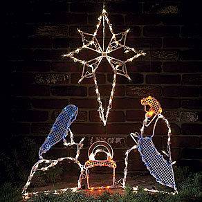 Pc LIGHTED OUTDOOR NATIVITY SCENE WITH STAR ~NEW~ *** 