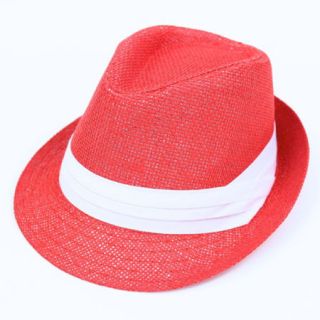   Trilby Hat Cap Red White Band Men Women Unisex Panama Bucket Golf