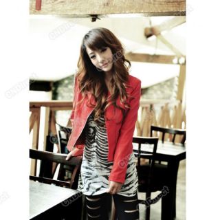   Coat section PU leather Motorcycle jacket Womens Fashion 2 Color