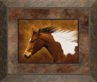 Painted Runner Robert Dawson Western Horse 2 inch Solid Wood Framed 