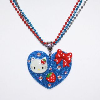   Heart Strawberry HELLO KITTY Swaovski Crystal Pendant & 3 Necklaces