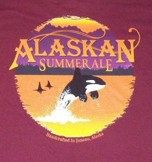 vintage ALASKAN BEER SUMMER ALE ORCA t shirt L NEW nwt KILLER WHALE 