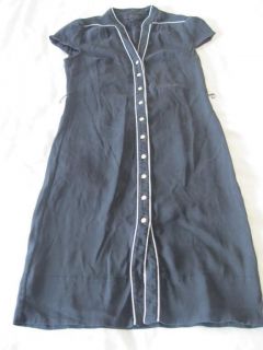 BANANA REPUBLIC ELEGANT BLACK STRAIGHT LONG BUTTON DOWN DRESS UK 8 