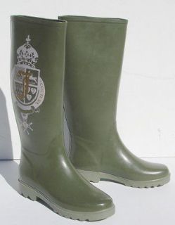   LADIES OLIVE ARMY GREEN TALL RUBBER RAIN BOOTS GALOSHES SLICKERS