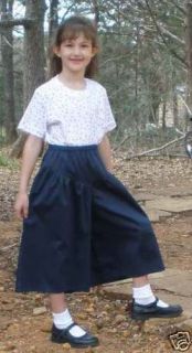 Girl split skirt culottes long full modest denim blue jean tan pick 
