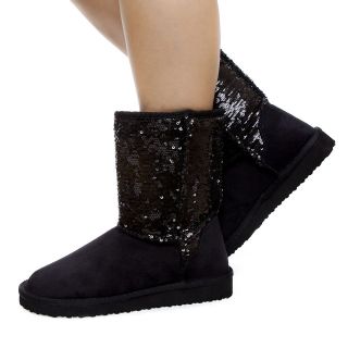 Faux Suede Shearing Lining Sequins Shaft Classic Short Mid Calf Flat 