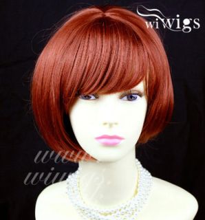 Posh Short Asymmetric Bob Hairstyle Dark Copper Red Ladies Wig 130 UK