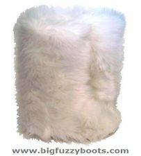   Fluffy Wuffies© WHITE Faux Fur Boots Fuzzy Fluffy Big Fur Boots Sz 5