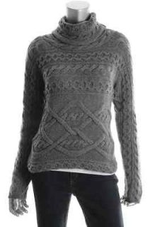 Wyatt NEW Gray Wool Turtleneck Cable Knit Long Sleeves Pullover 