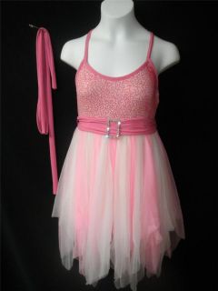 ART STONE pink FAIRY DANCE LYRICAL BALLET COSTUME ~ LARGE CHILD