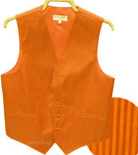 New mens stripes tuxedo vest waistcoat only wedding prom orange XS to 