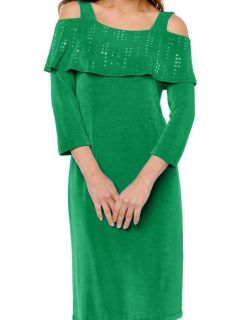 Slinky Brand Off the Shoulder Embellished Dress $49.90 GREEN JADE