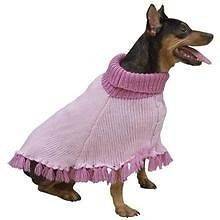 Fashion Pet Fringed Poncho Knit Dog Sweater MD/LG Pink