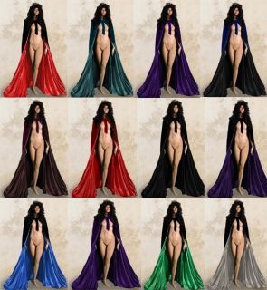   stock halloween black hooded cloaks velvet wedding capes witchcraft