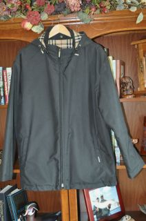 Authentic Mens Burberry Hooded Black Coat Size L