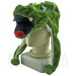 Crocodile Green Funny Fur 3D Mascot Plush Costume Adult Halloween Hat 