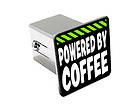 Powered By Coffee 2 Chrome Tow Trailer Hitch Cover Plug Insert