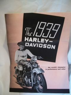 EXTREMELY SCARCE 1939 HARLEY DAVIDSON SALES POSTER! FRESHLY FOUND NEW 