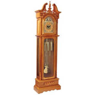 Edward Meyer 80 Oak Wood Grandfather Clock Beveled Glass & Chimes