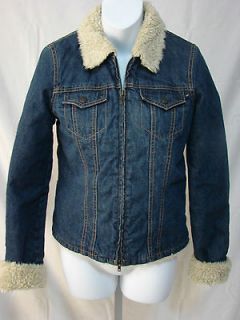 Abercrombie & Fitch Denim Jean Jacket Size S Faux Fur Lined Insulated 