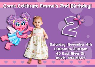 ABBY CADABBY AND ELMO PHOTO BIRTHDAY PARTY INVITATIONS