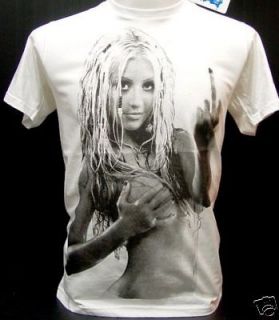 Christina Aguilera Finger Flip Pop Punk Rock T Shirt L