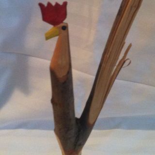 Kentucky Folk Art Hand Carved Rooster (17in) Minnie Adkins 1992