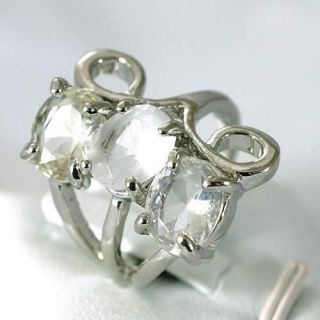   Lady White Agate Gemstone 18K GP Diamante Zircon CZ Ring Jewelry