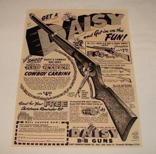 1950 b+w Daisy bb gun ad ~ RED RYDER COWBOY CARBINE