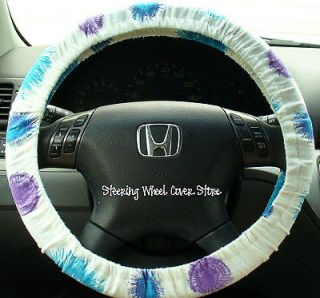 Car Steering Wheel Cover Soft Blue Purple Tie Dye Paint