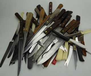   50 KNIFE LOT CUTLERY CHEFS BUTCHERS CHICAGO ANTIQUE VTG SOME RARE