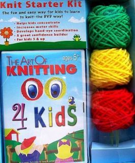 Knit Starter Kit For Kids W/ DVD, Needles, & Yarn In Gift Box