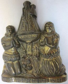   Antique Black Madonna Montaigu Religious Icon Statue Altar Catholic