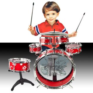 Toy Drum Red 11 PCS Children Educational Musical Instrument Play Set 