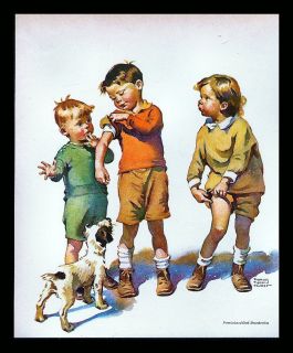   HUNTER (1896 1957) CUTE KIDS COMPARING BOO BOOS LITHOGRAPH PRINT