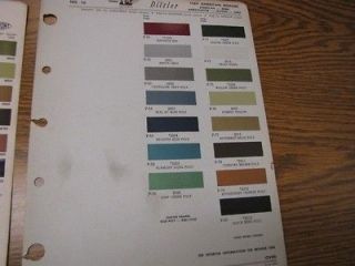   Car Interior and Vinyl Roof Colors Paint Chip Sheet Ditzler Products