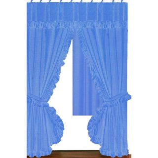 Ruffled Double Swag Fabric Shower Curtain+Vinyl Liner+12 Matching 