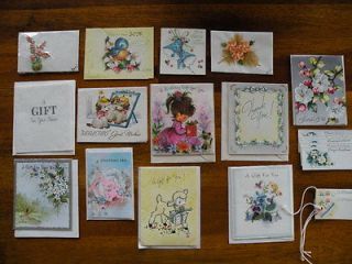 Lot 20 Vintage Gift Greeting Cards & Tags Birthday Baby Bridal Shower 