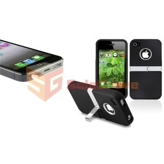 Black w/ Chrome Stand Hard Cover Case+White Headset Dust Cap For 