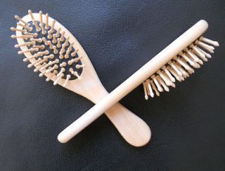 Lot 2 Wooden Hair Comb Brush Wood Bristles Spa Massage